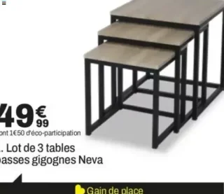Lot de 3 tables basses gigognes Neva