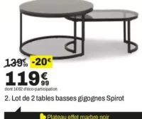 Lot de 2 tables basses gigognes Spirot