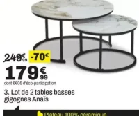 Lot de 2 tables basses gigognes Anaïs