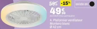 Plafonnier ventilateur Montero blanc Ø 42 cm