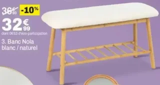 Banc Nola blanc / naturel