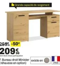 Bureau droit Minister (réhausse en option)