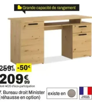 Bureau droit Minister (réhausse en option)