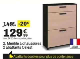Meuble à chaussures 2 abattants Celest
