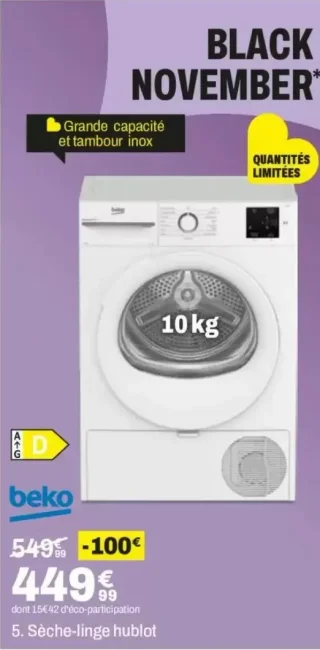 Sèche-linge hublot Beko D0H11030