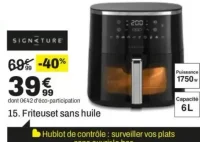 Friteuse sans huile Signature AFT0003-GS