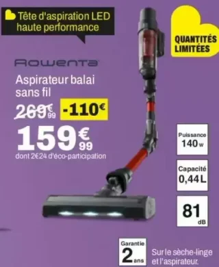 Rowenta Aspirateur balai sans fil RH6A83WO