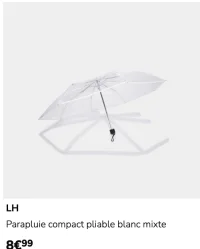 Parapluie compact pliable blanc mixte LH
