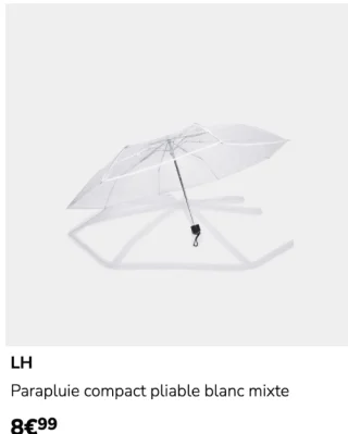 Parapluie compact pliable blanc mixte LH