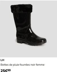 LH Bottes de pluie fourrées noir femme
