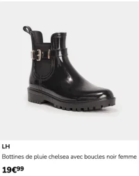 LH Bottines de pluie chelsea avec boucles noir femme