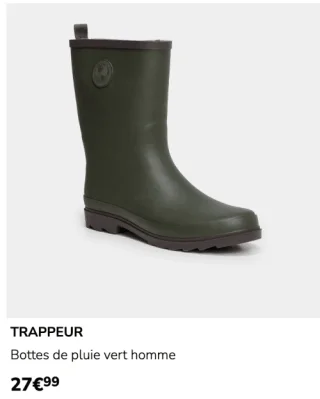 Bottes de pluie vert homme TRAPPEUR