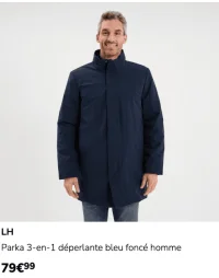 LH Parka 3-en-1 déperlante bleu foncé homme