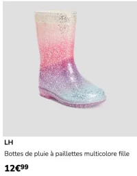 LH Bottes de pluie à paillettes multicolore fille