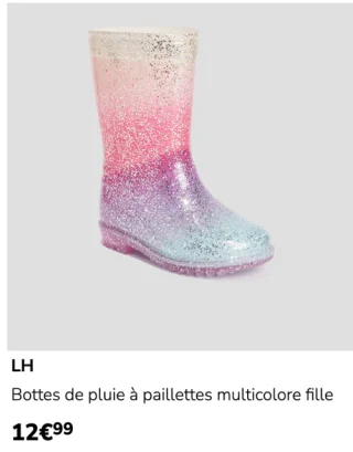LH Bottes de pluie à paillettes multicolore fille