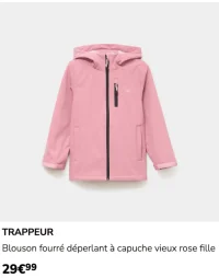 TRAPPEUR Blouson fourré déperlant à capuche vieux rose fille