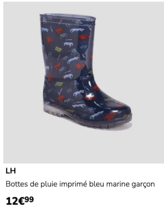 LH Bottes de pluie imprimé bleu marine garçon