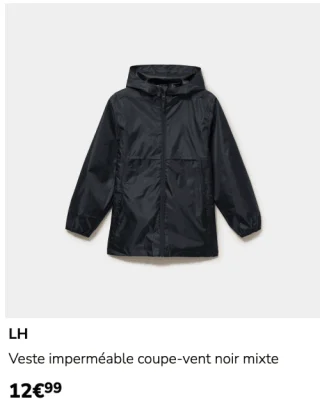 LH Veste imperméable coupe-vent noir mixte