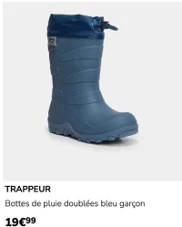 TRAPPEUR Bottes de pluie doublées bleu garçon