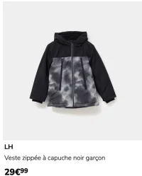 LH Veste zippée à capuche noir garçon