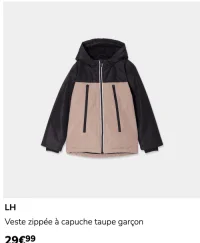 LH Veste zippée à capuche taupe garçon