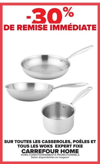 Toutes les casseroles, poêles et tous les woks expert fixe Carrefour Home