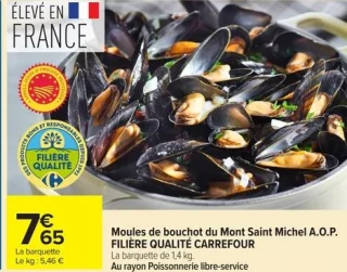 Moules de bouchot du Mont Saint Michel A.O.P. FILIÈRE QUALITÉ CARREFOUR