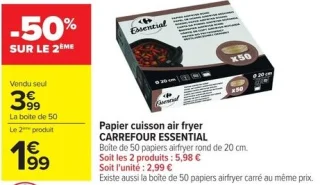 Papier cuisson air fryer CARREFOUR ESSENTIAL