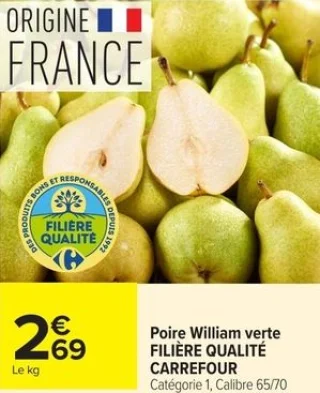 Poire William verte FILIERE QUALITE CARREFOUR