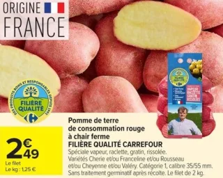 Pomme de terre de consommation rouge à chair ferme FILIERE QUALITE CARREFOUR
