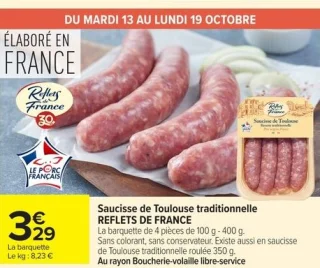Saucisse de Toulouse traditionnelle REFLETS DE FRANCE