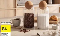 Set de 2 bocaux en verre strié Birambeau