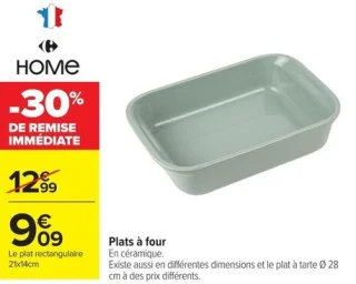 Le plat rectangulaire en céramique Carrefour Home 21x14cm