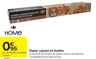 Papier cuisson en feuilles Carrefour Home