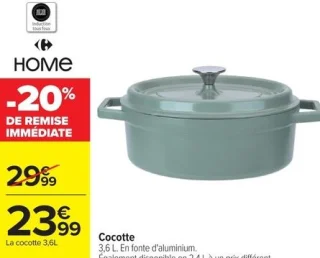 Cocotte en fonte d'aluminium 3,6L Carrefour Home
