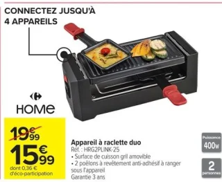 Appareil à raclette duo Home HRG2PLINK-25