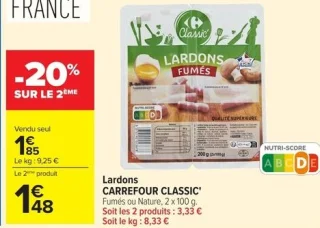 Lardons fumés Carrefour Classic'
