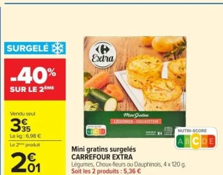 Mini gratins surgelés Carrefour Extra