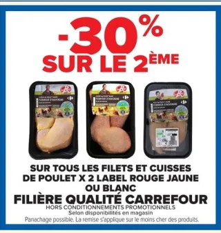 Filets et cuisses de poulet x 2 Label Rouge jaune ou blanc Filière Qualité Carrefour
