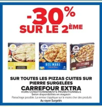 Pizzas cuites sur pierre surgelées Carrefour Extra