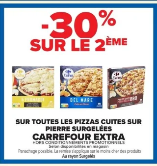 Pizzas cuites sur pierre surgelées Carrefour Extra