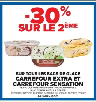 Bacs de glace Carrefour Extra et Carrefour Sensation