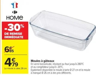Moules à gâteaux en verre Carrefour Home (Le moule à cake 28 cm)