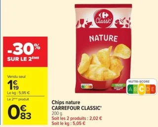 Chips nature Carrefour Classic'