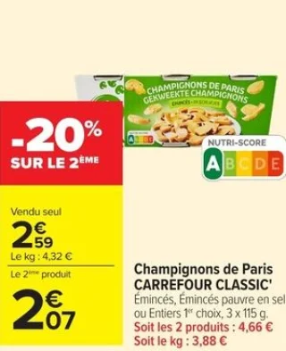 Champignons de Paris Carrefour Classic
