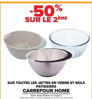 Jattes en verre et bols pâtissiers Carrefour Home