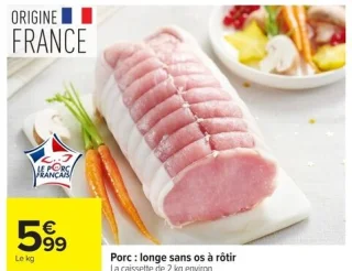 Porc : longe sans os à rôtir