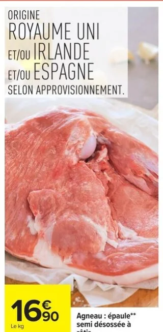 Agneau : épaule semi désossée à rôtir