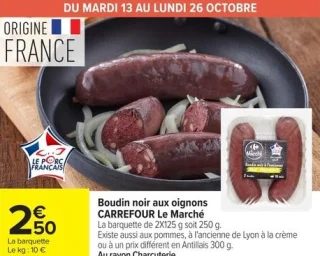 Boudin noir aux oignons CARREFOUR Le Marché