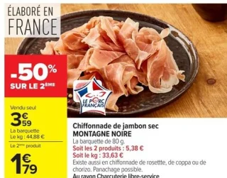 Chiffonnade de jambon sec MONTAGNE NOIRE